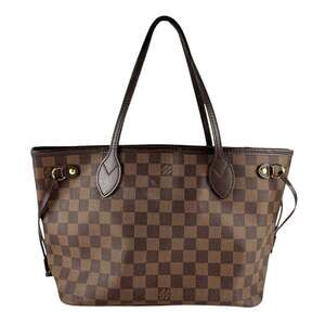 LOUIS VUITTON Authentic Brown Damier Canvas Neverfull PM Tote Bag